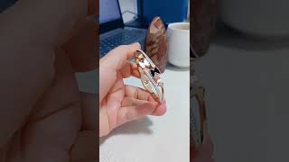 Mother of Pearl Butterfly 14k Gold CZ Stainless Steel Bangle Bracelet For Women shortvideo jewelry [upl. by Engis]