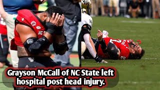 Grayson McCall of NC State left hospital post head injury [upl. by Fidelity666]