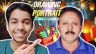 Draw to portrait drawing Sketching Gift Happy Diwali make 🙂🙏 [upl. by Minetta]