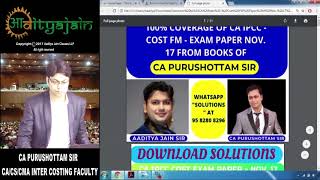 SOLUTION CA INTER IPCC COST FM NOV 17 EXAM PAPER [upl. by Newel]