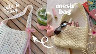 how to crochet the cutest mesh bag any size  beginnerfriendly tutorial  easy Vstitch pattern [upl. by Assirem]