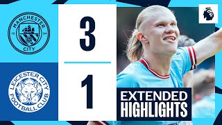 EXTENDED HIGHLIGHTS  Man City 31 Leicester  Haaland scores TWO to tie Premier League record [upl. by Brodeur809]