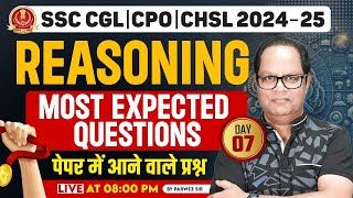 Reasoning Most Expected Questions Day7  CPO  CHSL in 2024 By Parwez Sir [upl. by Laundes]