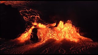 Vigorous lava fountaining from new vents in Halema‘uma‘u Kīlauea volcano — June 7 2023 [upl. by Acinehs518]