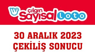 Çılgın Sayısal Loto Çekiliş Sonuçları 30 Aralık 2023 [upl. by Panaggio]