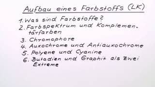 AUFBAU EINES FARBSTOFFS  Chemie  Organische Verbindungen – Eigenschaften und Reaktionen [upl. by Ahcurb]