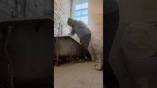 Smashing up a 1950’s cast iron bath plumbing funny pumber [upl. by Mathi]