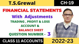 FINANCIAL STATEMENTS WITH ADJUSTMENTS Chapter19 TSGrewal Solution Question no3 Class 11 [upl. by Cai]