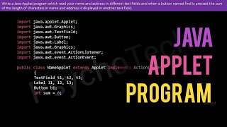 Java Applet program to read name amp address in different text fields and find length of characters [upl. by Kciderf]