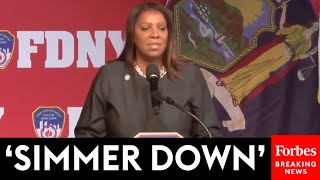 Some Might Even Be Booing Me Letitia James Is Mercilessly Booed And Heckled At FDNY Event [upl. by Hinch51]