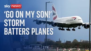 Storm Noa Planes struggle to land at Heathrow [upl. by Mikahs300]