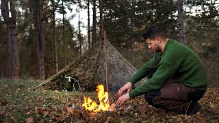 Autumn bushcraft camping with Old School Czechoslovakian Zeltbahn [upl. by Arika]