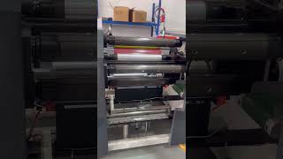 Four shafts coreless stretch film rewinding machine [upl. by Yehs]