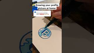 Drawing your profile picture in art class versus at home ✍️ shorts [upl. by Anaderol]