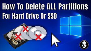 How To Delete All Partitions On A Hard Drive Or SSD Using Windows 10 [upl. by Udela]