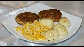 Salmon Patties BabyCorn Potatoes [upl. by Adnoryt]