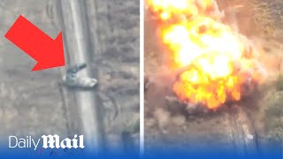 Ukraine drone destroys Russian TOS1 MLRS ‘flamethrower’ rocket system [upl. by Madoc]