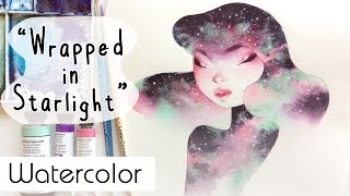 Wrapped in Starlight  Watercolor timelapse [upl. by Eelarol]