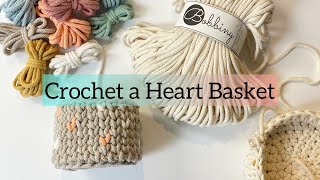 Crochet heart basket crochet tutorial how to add hearts to a crochet basket [upl. by Lyrret426]