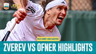 Alexander Zverev vs Sebastian Ofner Highlights  Rolex Monte Carlo Masters 2024 [upl. by Enovad]