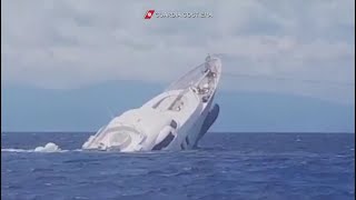 Dramatic video captures luxury yacht sinking off the coast of Italy [upl. by Rosabelle402]