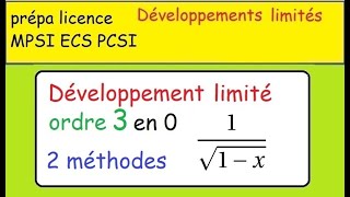 Développements limités 1sqrt1x à lordre 3 en 0 Prépa MPSI PCSI licence [upl. by Pengelly]