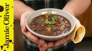 Healthy Black Bean Soup  Jamie Oliver [upl. by Anirda]