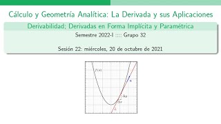 Tema 4  Derivabilidad Derivadas en Forma Implícita y Paramétrica [upl. by Jarret684]