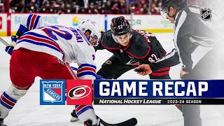 Rangers  Hurricanes 312  NHL Highlights 2024 [upl. by Buddie]