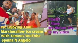 We Enjyg Amul Marshmallow ice cream 🍨 Wth YouTuber Spaina N Angelo Finally I shw Maam in my video [upl. by Akinirt852]