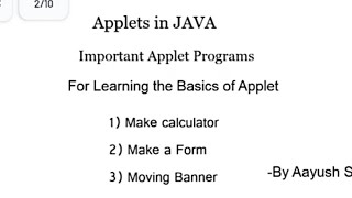 Learn Java Applet Program  Many Applet Programs in one video Aayush Sahay [upl. by Lanam]