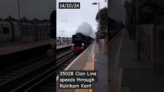 35028 Clan Line speeds through Rainham Kent [upl. by Ardel]