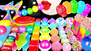 ASMR MUKBANG  GALAXY RAINBOW HONEY JELLY CANDY Desserts  Unicorn Food Noodles Jelly Kohakuto [upl. by Hovey]