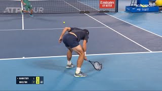 Aslan Karatsev  Code violation racquet abuse  Japan Open 2023 [upl. by Jacinto]