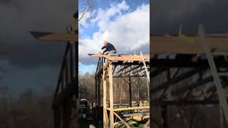 One Man EPIC Barn Build goatbarn diy woodworking farmliving [upl. by Zumstein]