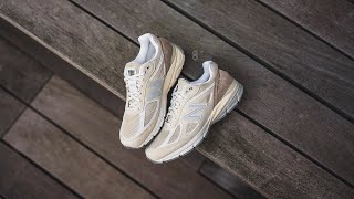 Teddy Santis x New Balance 990 V4 quotLimestone  Whitequot Review amp OnFeet [upl. by Esinyt]