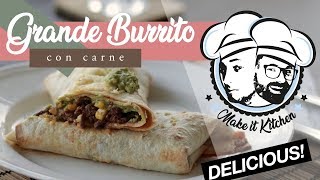 Beef Burrito recipe  XXL Double Burrito with ground beef and guacamole [upl. by Slerahc]