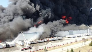 WATCH Drone video of Walmart Distribution Center Fire [upl. by Enoob]