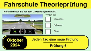 🚘 Führerschein Theorieprüfung Klasse B 🚗 Oktober 2024  Prüfung 6🎓📚 [upl. by Allimrac]