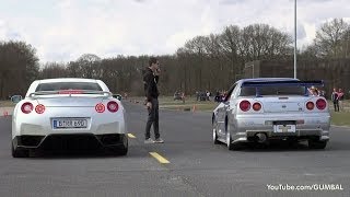 Nissan Skyline GT R34 Mines Stage 2  vs Nissan GTR Switzer P800 [upl. by Lesser]