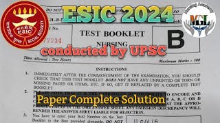 ESIC EXAM 2024 CONDUCTED BY UPSC ANSWERS OF SERIES B [upl. by Shiverick]