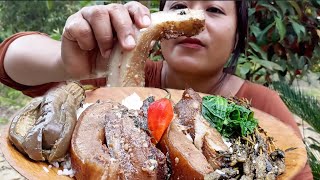 SMOKED PORK FATS With AXONENAPA  HEAVY MEAL NAGA NORTHEAST MUKBANG [upl. by Anirtep156]