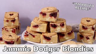 IMPROVED Jammie Dodger Blondies Recipe [upl. by Uaerraj]