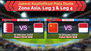 Jadwal Kualisifikasi Zona Asia  Bahrain VS Indonesia  Cina VS Indonesia  Indonesia GO Piala Dunia [upl. by Yrram]