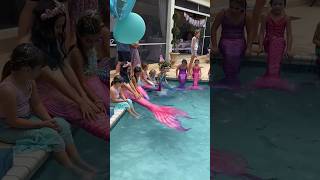 A pool full of MERMAIDS ready to make a splash 😱 WWYD mermaids mermaidtail mermaidparty pool [upl. by Nadirehs489]