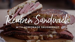 Toasted Pastrami Reuben Sandwich with Homemade Sauerkraut [upl. by Spiros847]