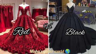 Red vs Black 🖤 gown 👗 heels 👠 nails 💅choose your sideMishusglitterworld🌎 [upl. by Adimra]