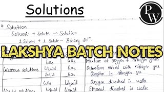 Solutions Notes Class 12th Lakshya Batch Physics Wallah  Solutions Class 12th Chemistry  JEE NEET [upl. by Lleinad]