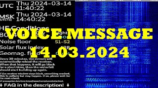 UVB76 VOCIE MESSAGE 14032024 1139 UTC [upl. by Gilburt]