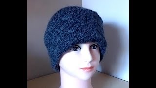 Tuto Bonnet au tricot Point papillon pour gauchers handmade diy вязание knitting tricot [upl. by Esirahc]